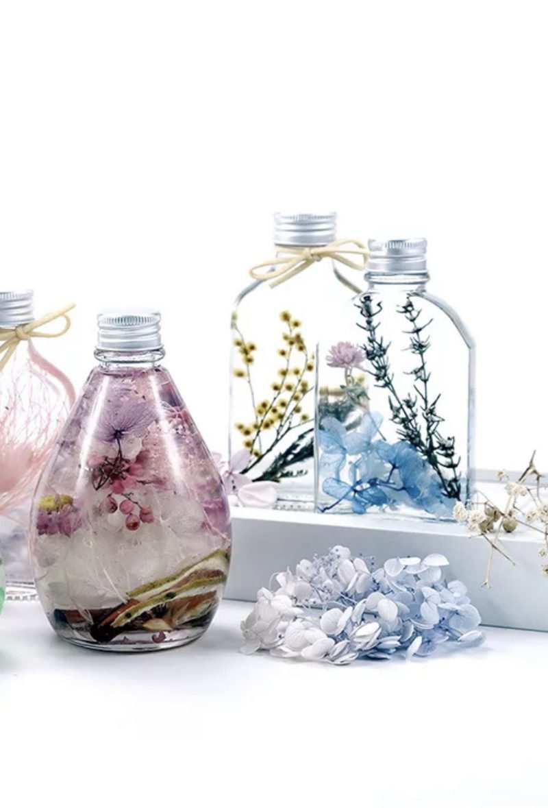 Flowers Herbarium Glass Bottle